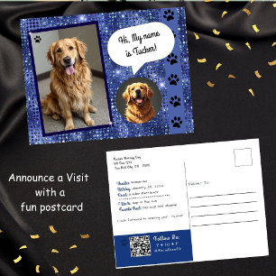 Postal Visita de perro de terapia Blue Sparkle