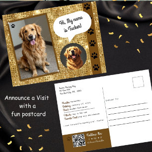 Postal Visita de perro de terapia Gold Sparkle