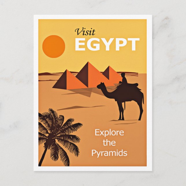 Postal Visita Egipto, poster de viajes vintage, (Anverso)