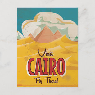 Postal Visita El Cairo Egipto cartel de viaje vintage