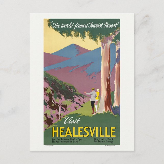 Postal Visita el cartel de la época australiana de Heales (Anverso)