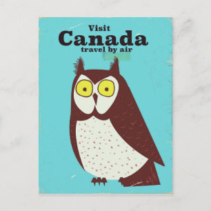 Postal Visita el cartel del búho de Canadá