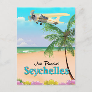 Postal ¡Visita el paraíso! Afiche de viaje de Seychelles
