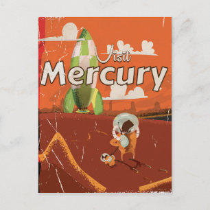 Postal Visita el planeta Mercurio Caricatura de ciencia f