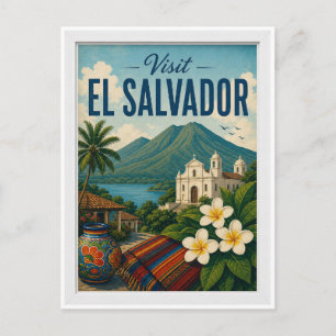 Postal Visita El Salvador Travel Vintage