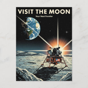 Postal Visita el viaje por la luna
