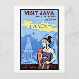 Postal Visita Java Indonesia Desde el Viento De Singapur