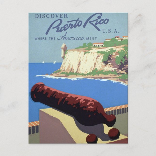 Postal Visita la Fortaleza El Morro, Puerto Rico, Viejo S (Anverso)