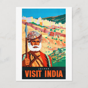 Postal Visita la India, Jaipur, el hombre de guardia.