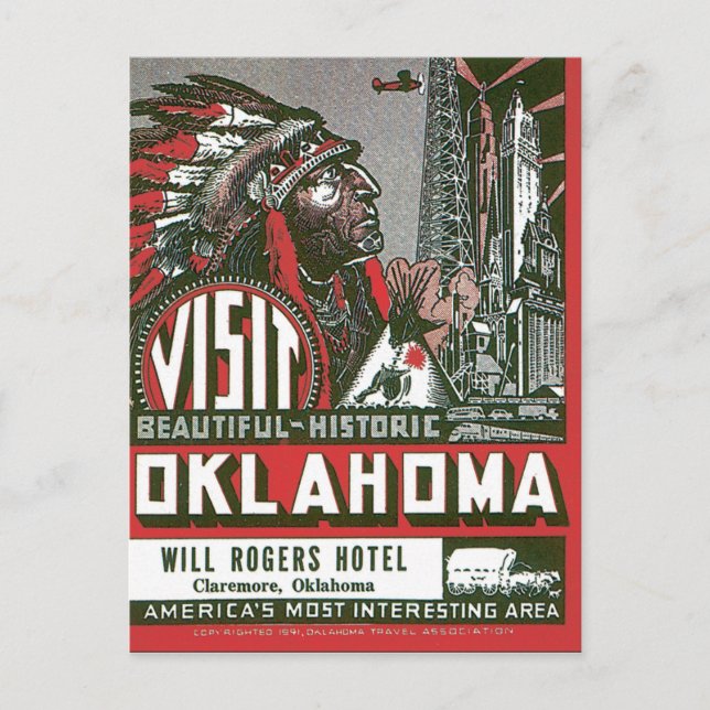 Postal Visita la obra de arte del Poster de viajes de Okl (Anverso)