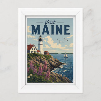 Postal Visita Maine Travel Vintage