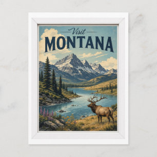 Postal Visita Montana Viajes Vintage