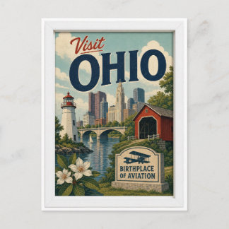 Postal Visita Ohio Travel Vintage