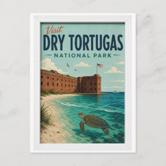 Postal Visita Parque Nacional Dry Tortugas Viaje Vintage