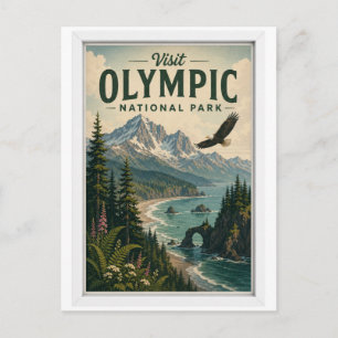 Postal Visita Parque Nacional Olímpico Viaje Vintage