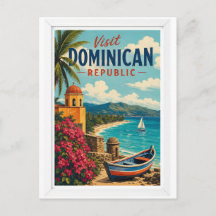 Postal Visita República Dominicana Viajes Vintage