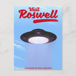 Postal Visita Roswell UFO color de póster vintage