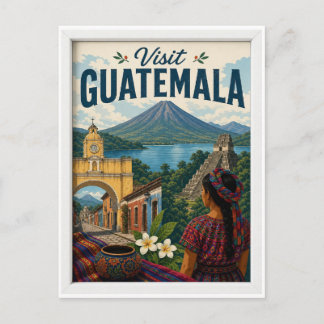 Postal Visita Travel Vintage Guatemala