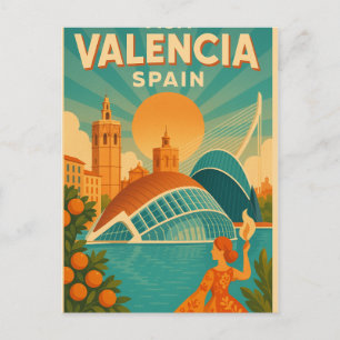 Postal Visita Valencia, España – Retro Travel 2025