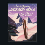 Postal ¡Visita Wyoming! Jackson Hole en un afiche de viaj<br><div class="desc">¡Visita Wyoming! Jackson Hole a un afiche de viaje para esquiar. Afiche de viaje deportivo americano de esquí de estilo vintage.</div>