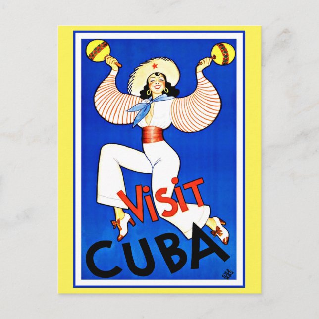 Postal Visitar Cuba Caribbean Vintage Travel (Anverso)