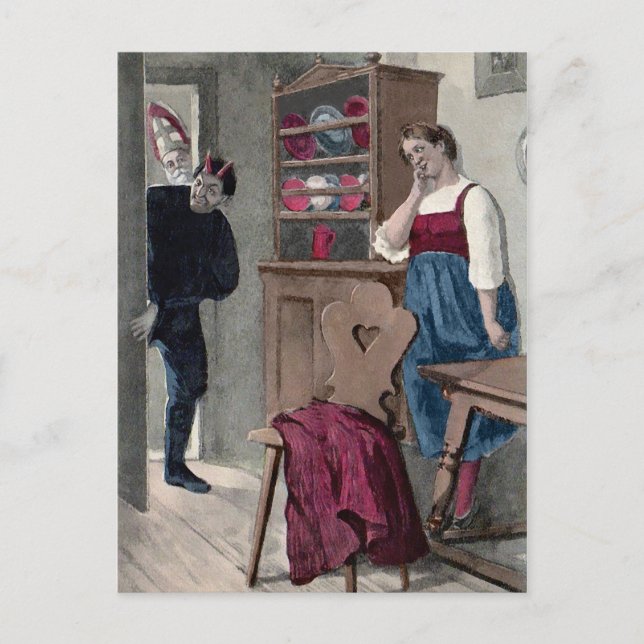 Postal Visitas de Krampus victoriano vintage (Anverso)