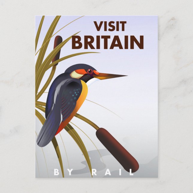 Postal Visite al poster británico de viajes vintage. (Anverso)