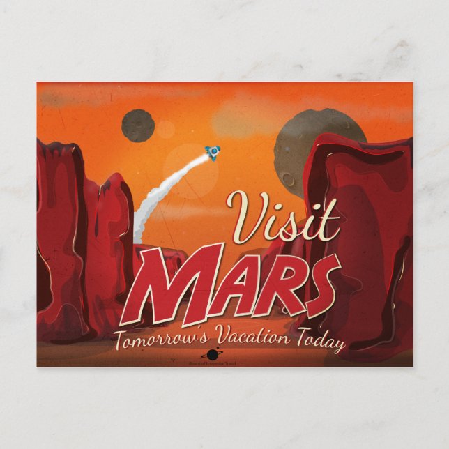 Postal Visite el afiche de Mars Vintage (Anverso)