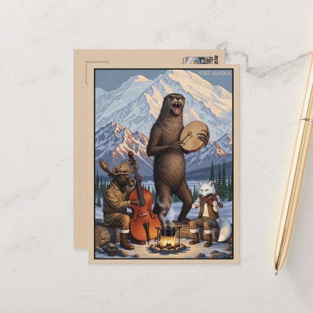 Postal Visite el Arte WPA de Alaska (Anverso/Reverso In Situ)