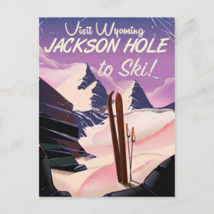 Postal ¡Visite Wyoming! Cartel de viaje para esquiar en J