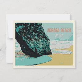 Postal Vista a la playa de Adraga, Ilustracion de la cost