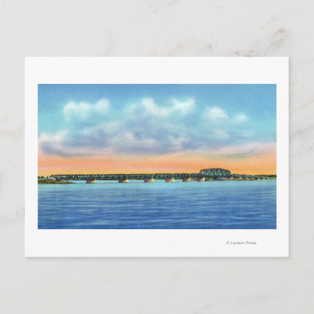 Postal Vista a lagos lejanos del nuevo puente (Anverso)