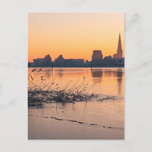 Postal Vista a Rostock en amanecer (Anverso)