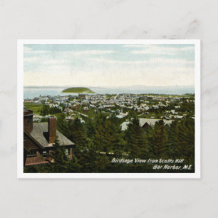 Postal Vista a vuelo de pájaro Bar Harbor Maine Vintage