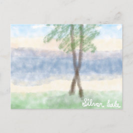 Postal Vista acuarela del lago Silver Michigan