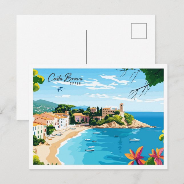 Postal Vista aérea Costa Brava España Viaje (Anverso / Reverso)