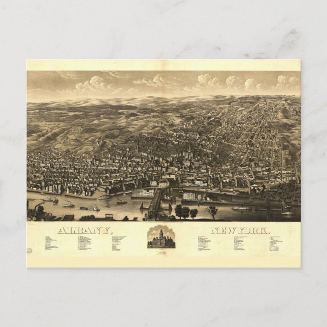 Postal Vista aérea de Albany, Nueva York (1879) (Anverso)