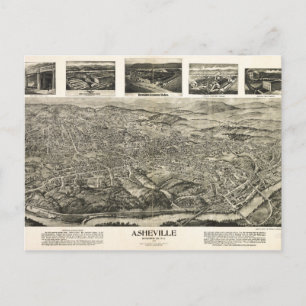 Postal Vista aérea de Asheville, Carolina del Norte (1912