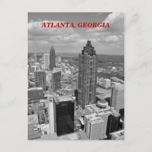 Postal Vista aérea de Atlanta, Georgia en blanco y negro