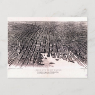 Postal Vista aérea de Baltimore, Maryland (1912)