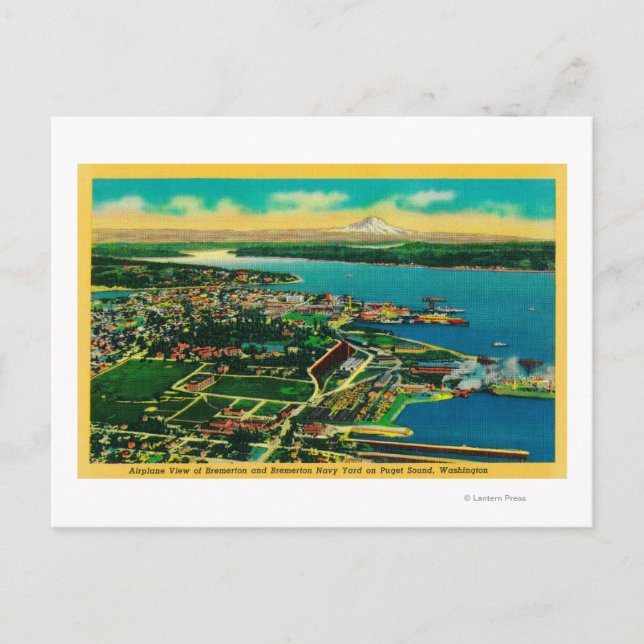 Postal Vista aérea de Bremerton y del patio de marina de (Anverso)