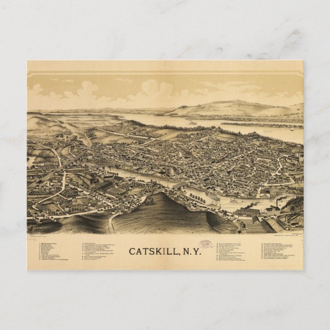 Postal Vista aérea de Catskill, Nueva York (1889) (Anverso)