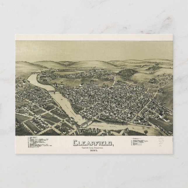 Postal Vista aérea de Clearfield, Pennsylvania (1895) (Anverso)