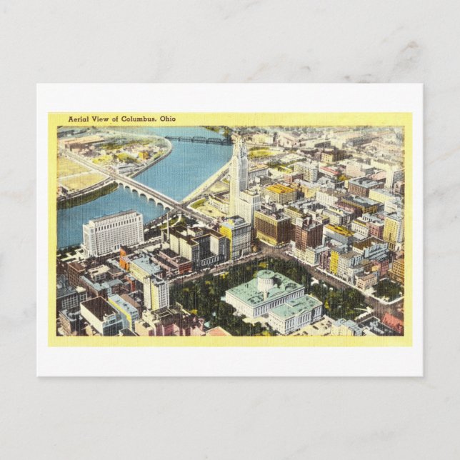 Postal Vista aérea de Colón, Ohio, Viajes de época (Anverso)