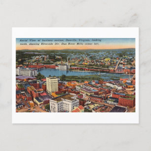 Postal Vista aérea de Danville, Virginia, Vintage