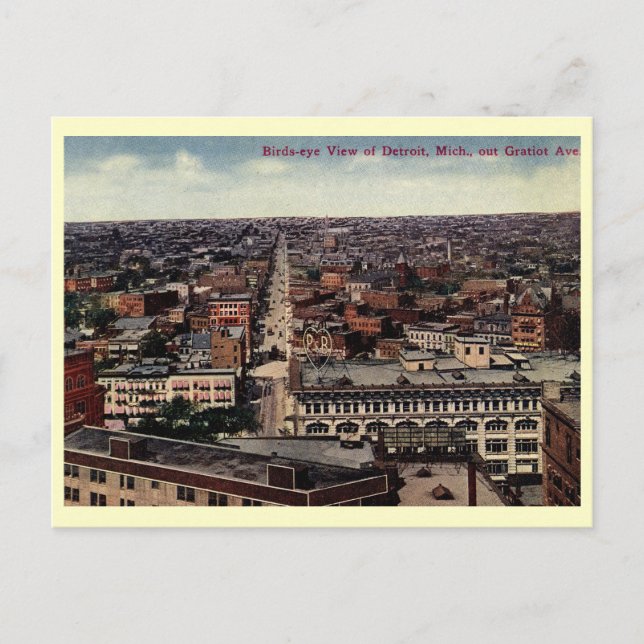 Postal Vista aérea de Detroit c1915 (Anverso)