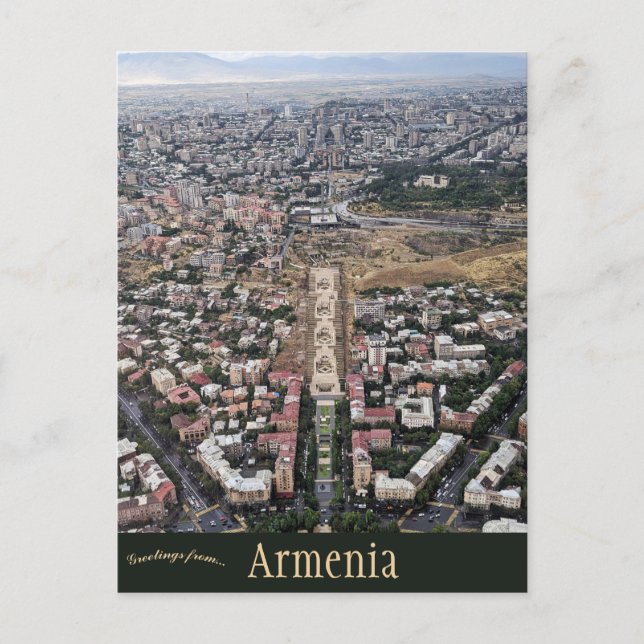 Postal Vista aérea de Ereván Armenia (Anverso)