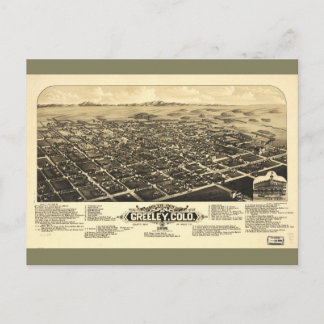 Postal Vista aérea de Greeley Colorado (1882)