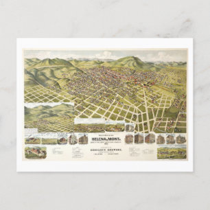Postal Vista aérea de Helena, Montana, en 1890