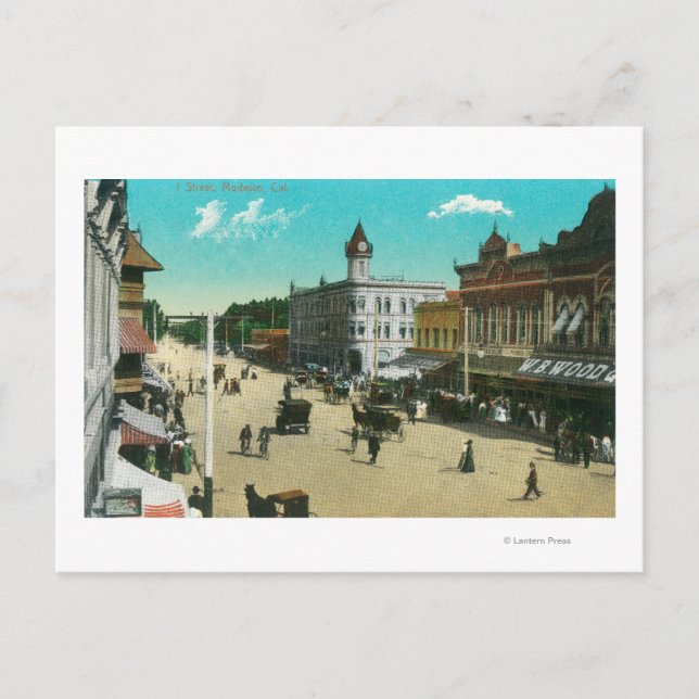 Postal Vista aérea de I StreetModesto, CA (Anverso)